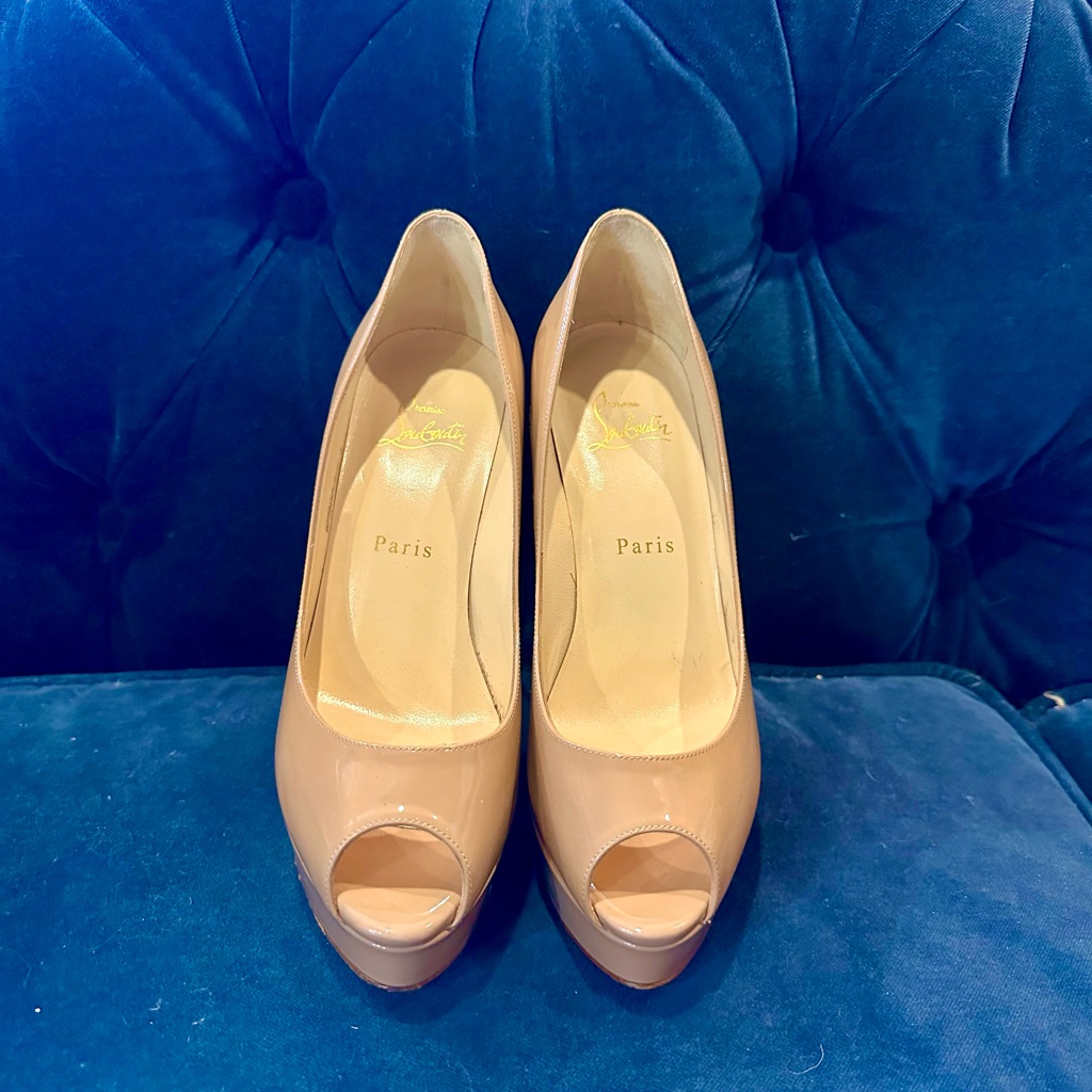 Nude Peep Toe Christian Louboutin Pumps, Like New!